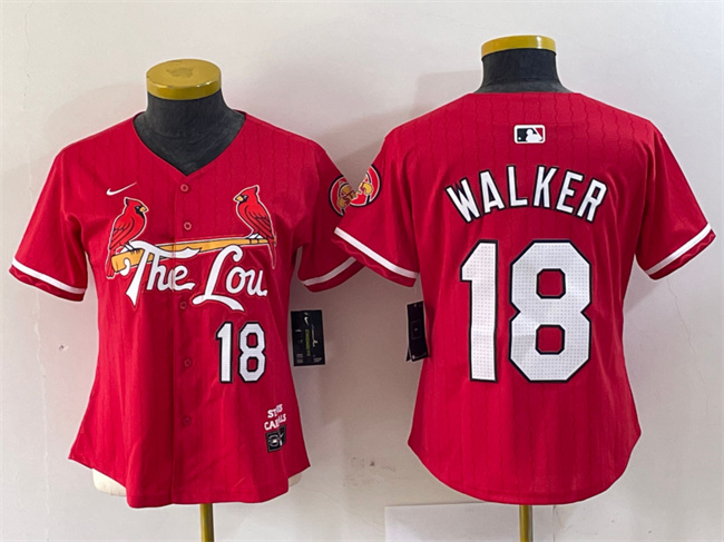 Youth St. Louis Cardinals #18 Jordan Walker Red 2024 City Connect Limited Stitched Baseball Jersey